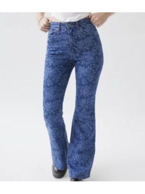 Lee Boho Western Floral Flare Jeans 27 Free People Style Festival Denim NWT
